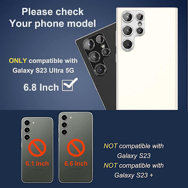 Kameraskydd för Samsung Galaxy S23 Ultra 2023 - Metall + Härdat Glas Anti-Scratch HD Linsöverdrag Silver