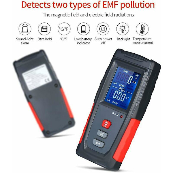 EMF Meter Håndholdt Mini LCD Digital Elektromagnetisk Strålingsdetektor Høj Nøjagtighed Dosimeter