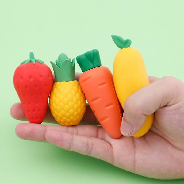 4 Pak Søde Frugt Viskelædere, Mango Ananas Jordbær Gulerod