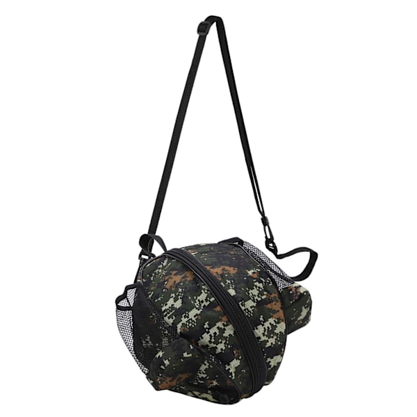 Rundt Mesh Basketball Bag Oxford Stoff Fotball Oppbevaringspose for Innendørs Trening SportGrønn Digital Kamuflasje