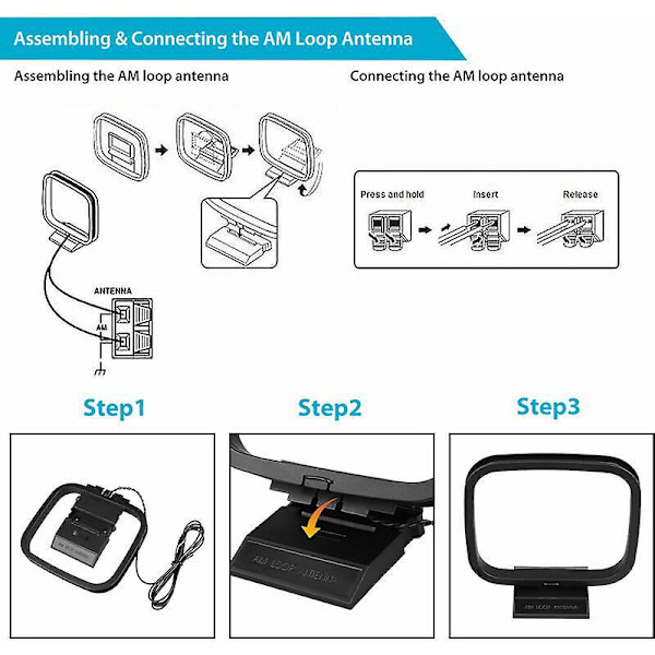 AM FM Loop Antenne 2 Pin Bare Ledningstilkobling AM Antennekabel Ledning For Bordstereo Mottaker Innendørs Radiomottaker