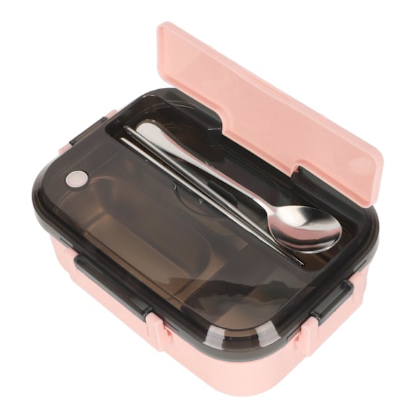 Rustfrit stål madkasse med spisepinde ske termisk isolering Bento madkasse til kontor picnic pink 3 rum