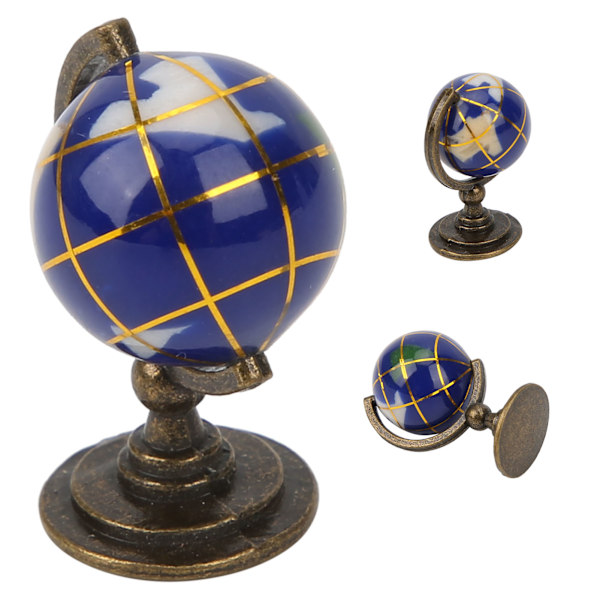 1:12 Miniatyrhus Globe Barn Simulering Mini Søt Dekorasjon Modell Leke Blå Ball Kobberbase