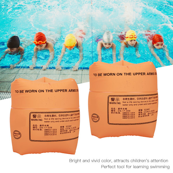 Børn Svømmearm Ring Oppustelig Float Circle Børn Svømning Læring Sikkerhed Pool Armbånd Orange