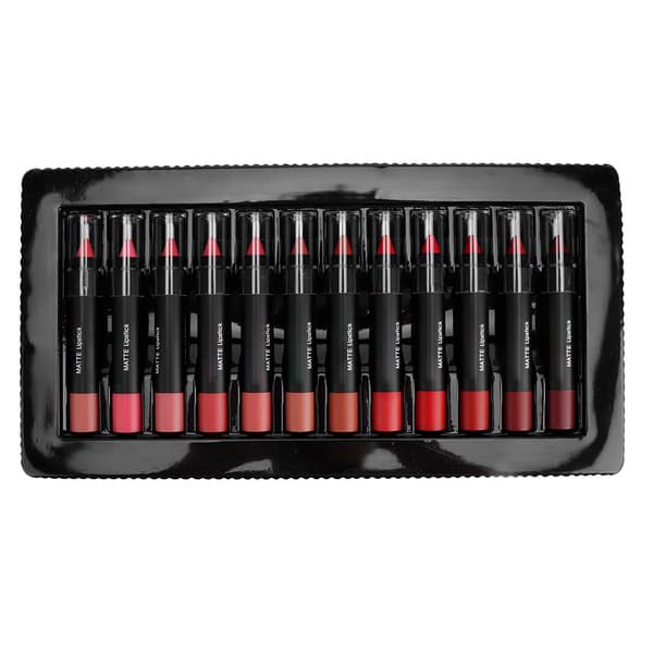 12 stk/sett Profesjonell Langvarig Matt Leppestift Vanntett Lip Gloss Kosmetikk
