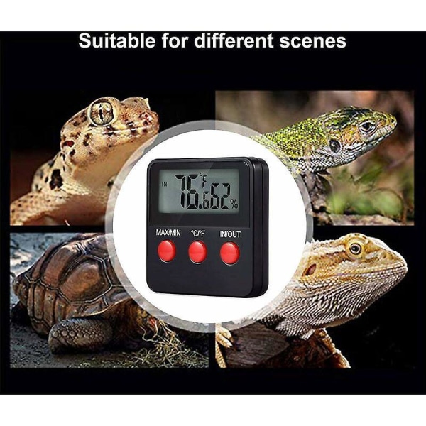 Digitalt krypdyrtermometer LCD-hygrometer for inkubatortank for terrariumdyr