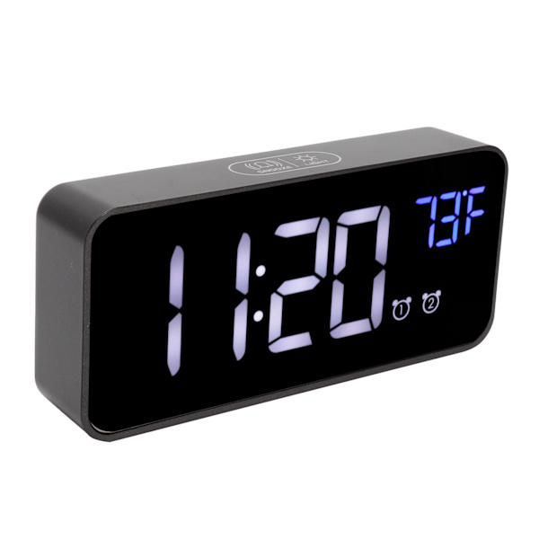 LED Digital Väckarklocka Termometer med Snooze USB Laddning Sovrum Kontor DekorationSvart