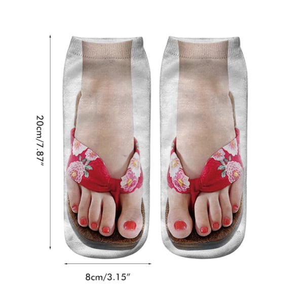 4 paria Funny Flip Flop print 3D-kuvioiset sukat printed sukat Matalat nilkkasukat Juoksujooga-sukat