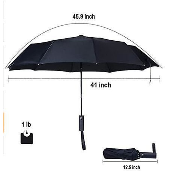 Kompakt reiseparasoll - Pakke med 2, Vindtett, Automatisk åpning og lukking, Sammenleggbar design, Ideell for backpacking, bilreiser og daglig bruk