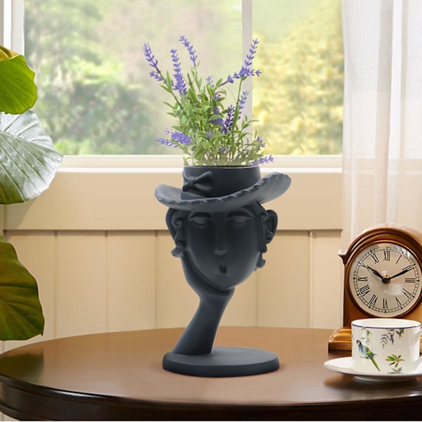 Blomvas Planter Blomkruka Heminredning Kök Harts Staty Svart