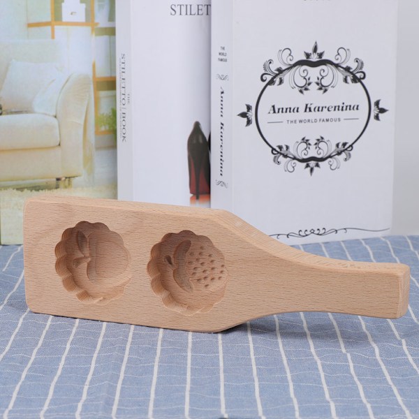 Dobbelt smuk mønster DIY månekageform grøn bønne kage wienerbrød bageform til hjemmet (#10)