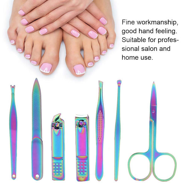 7st rostfritt stål Nagelklippare Set Nagelklippare Set Manikyr Pedikyrverktyg