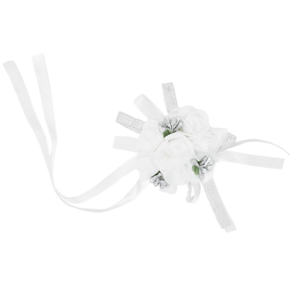 Vit bröllops handledsblomma med pärlband design bröllop handledsblomma
