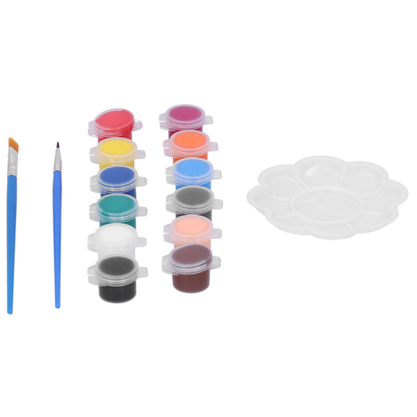 12 farver maling pigment tegne pensler malepalette maleri kunstneriske håndværk forsyninger