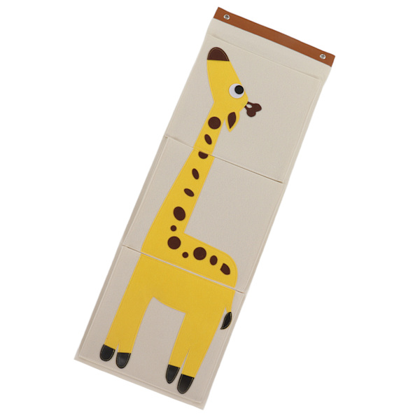 Väggmonterad förvaringsväska 3 lager garderob spjälsäng tecknad filt djurtyp över dörrhängande förvaringsväska giraff 100,7x34,8cm