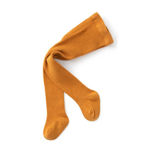 Børneleggings med fødder, bløde, varme, moderigtige børnestrømper til forår, efterår, orange gul M, højde 80-90 cm, egnet til 1-2 år
