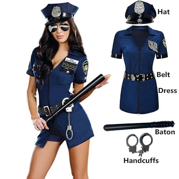 Sexet Sort Politibetjent Halloween Kostume til Kvinder