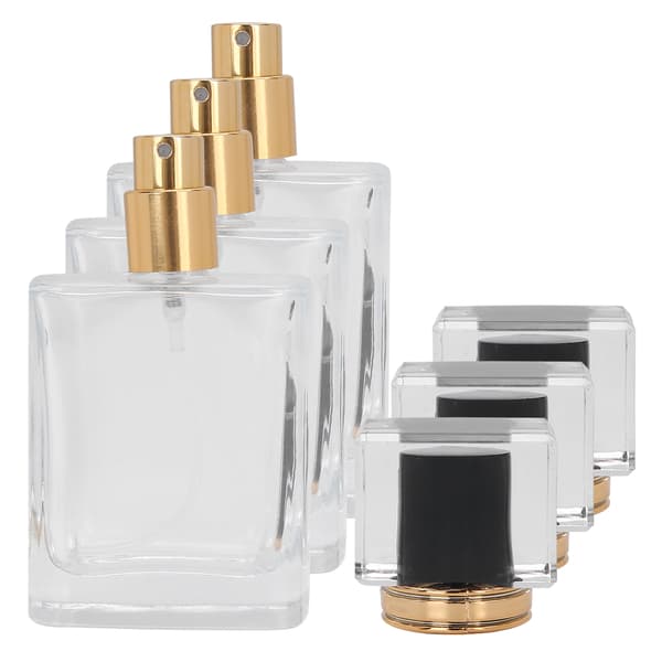 50 ml påfyllningsbar parfymflaska i glas, transparent spray, tom atomizerbehållare, svart
