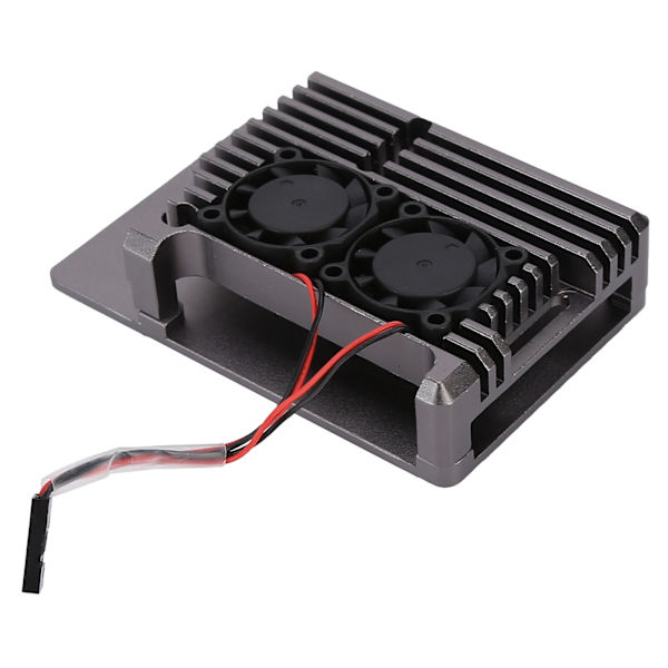 Kølekasse i aluminiumslegering med varmeafledning og blæser til Raspberry Pi 4 B Model Grå