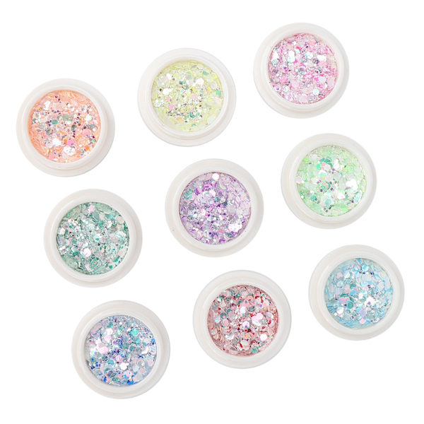 9 lådor nagelkonst paljetter DIY nagel holografiska glitter flingor pulver manikyr dekoration