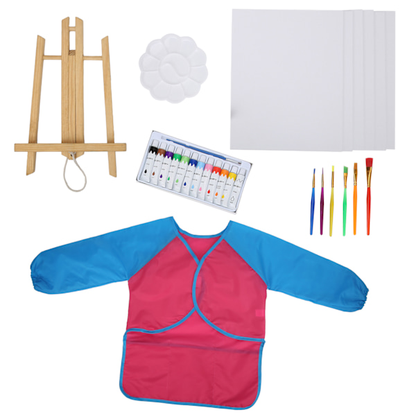 DIY Akrylfärg Set Barn Pedagogiska Målarpenslar Smock Barn Konstfärg SetRose Röd