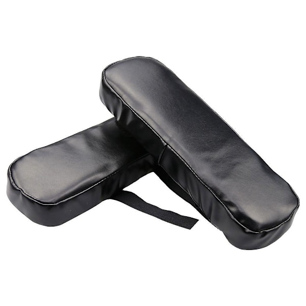 Rullestol Armlene Putetrekk Albue Smertelindring Pute Memory Foam PU Lær Kontor 2stk svart