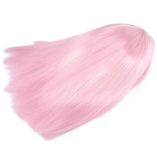Kort rak peruk andningsbar elastisk rem peruk för fest cosplay dagligen liv 35cm / 13.8inPink