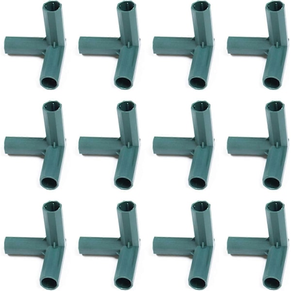 12-pack 16 mm 3-vägs PVC-kopplingar för kraftig växthusram Zekai