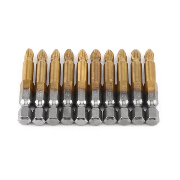 10 stk PH2 Krysshode Skrutrekkerbits Sett Antiskli 1/4 Tommers Sekskant Skaft 50mm