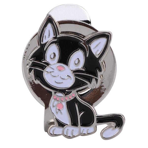 Metall magnetisk golfkeps cap visirklämma tillbehör för bollmarkör (liten svart katt)