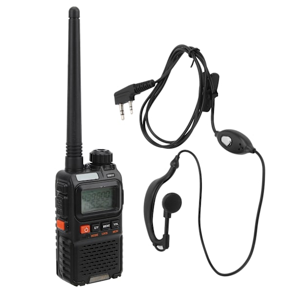 Bärbara Walkie Talkies Set Handheld LCD Display Walky Talky med Hörlurar 100‑240V Svart EU-kontakt 100‑240V
