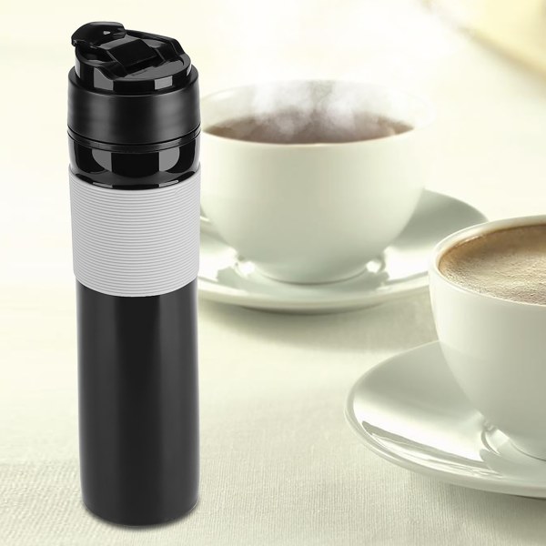 350 ml Bärbar kaffepressflaska Te Kaffebryggare Dricksvattenkopp för resor Svart