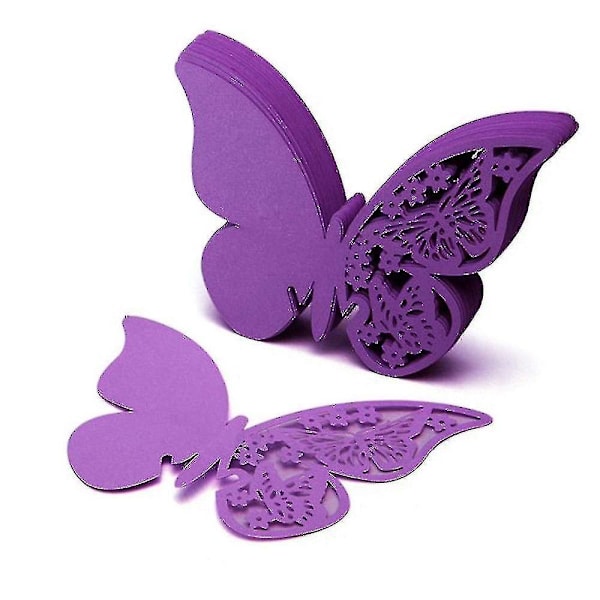 Butterfly Wine Glass Name Place Cards (Purple, Pack of 50)