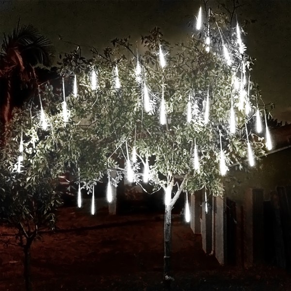 Led Meteor String Lights Vedenpitävät Ultra Kirkkaat Romanttiset jääpuikkovalot Juhliin Häät Tree Kotipatio Ulkona Sisustus Sininen