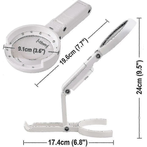 Bärbart Belyst Förstoringsglas 5x, 11x Förstoringslins 8 LED-lampor USB-laddning Ywq