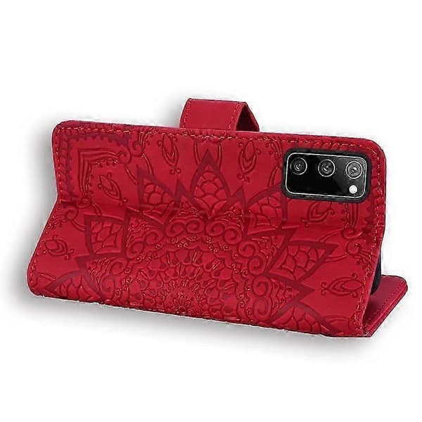 Wallet Case for Samsung Galaxy S20 FE Premium PU Leather Flip Cover Mandala Red