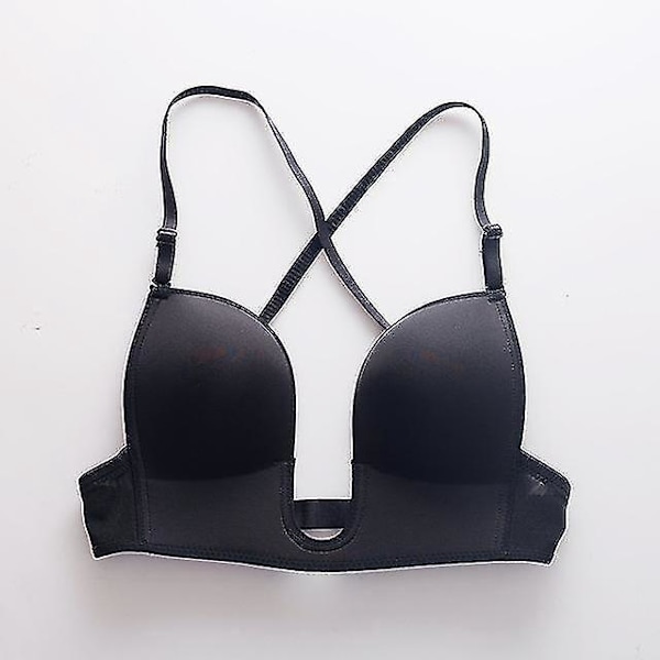 Elegant Deep V Plunge Seamless Backless Kvinners Lingerie for Bryllup & Intime Øyeblikk 38b Svart