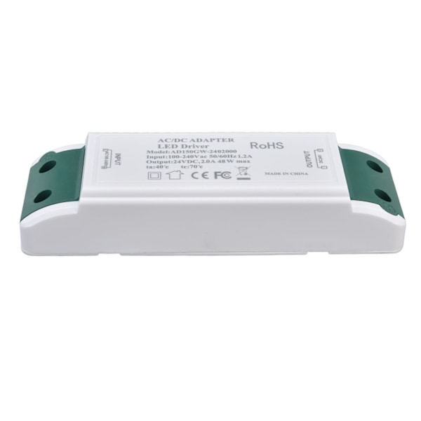 LED-transformator 24V DC 2A 48W konstantstrøms LED-strømkilde til hjem og kontor AC100-240V