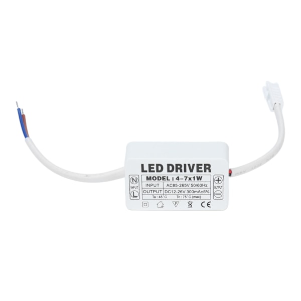 4-7X1W LED-driver konstant strøm 300mA indgang AC85-265V udgang DC12-26V strømforsyningstransformator