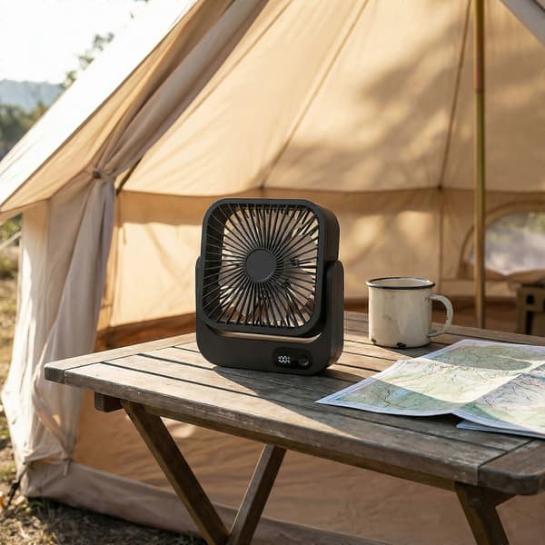 Genopladelig magnetisk ventilator 5000mAh, 5-trins lydsvag bærbar rejseventilator godkendt til krydstogtskibe med digitalt display Black
