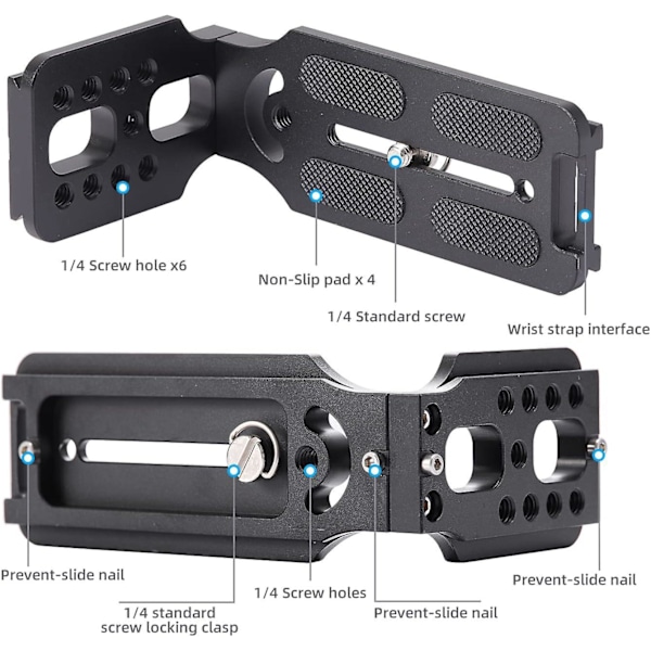 Kamera L Beslag Vertikal Horisontal Skift Stativ Hurtigudløserplade Kompatibel med Canon Nikon Sony DJI Osmo Ronin Zhiyun Stabilisator Stativ Monopo