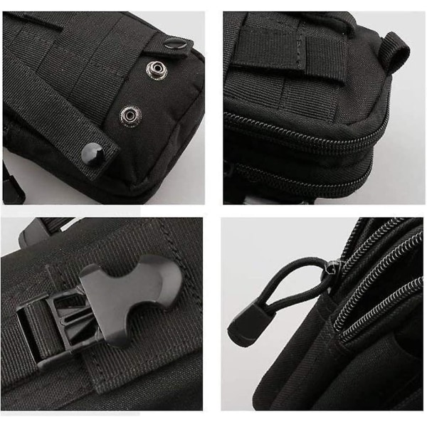 Molle Tactical Utility bältesväska för vandring, resor och utomhussporter - Svart
