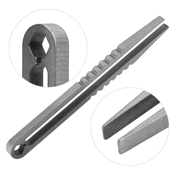Bärbar EDC titanlegering pincett Outdoor Survival Camping Travel Mini Tool (stålfärg)
