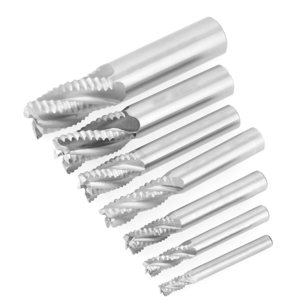 7 stk./sæt 4 Flutes 6-20mm HSS End Mill Router Bit Roughing Chipbreaker Fræser