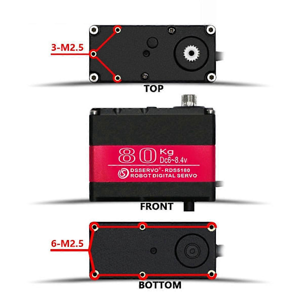 80KG RDS5180 Dual-Axis Digital Servo Høy Dreiemoment