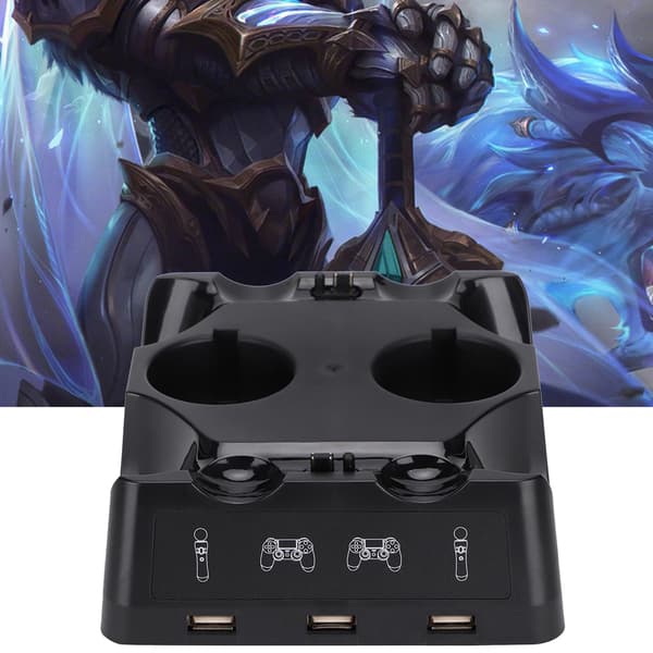 Multifunksjonell lader for PS4/PS4 MOVe PS4 VR-kontroller fire ladestasjon