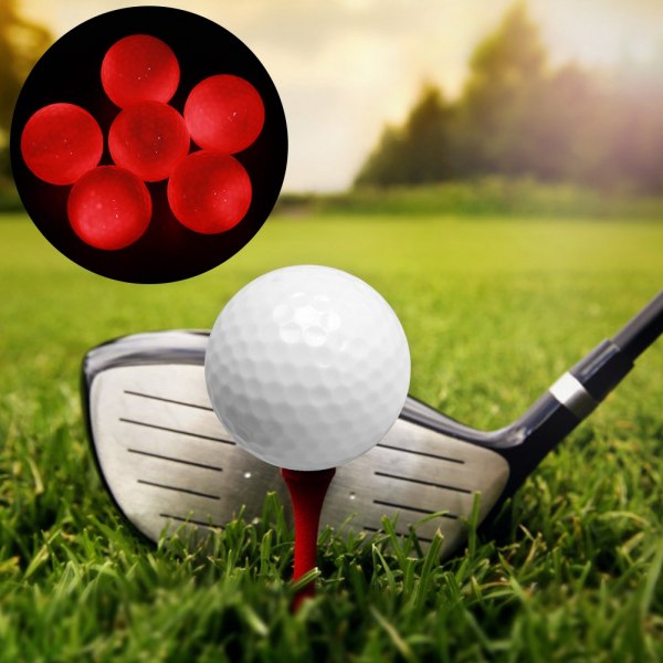 6 STK Syntetisk gummi LED lysende golfbold Lyst Attraktivt til nattræning i dagtimerne Rød