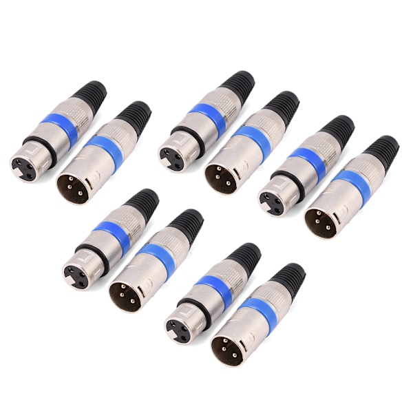 5 paria 3-nastainen XLR-mikrofoni-ääniliitin urospuolinen naarasliitin