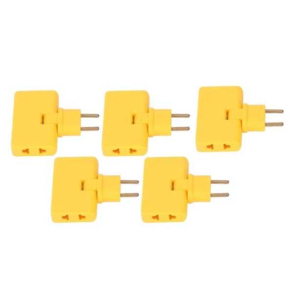 5 stk. EU-stikkontaktomformer trådløs 180 graders forlengelse 1 til 3 EU-pluggadapter 110-250V gul