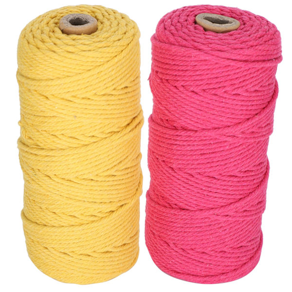 Naturlig bomullsrep Macrame-sladd enkelsträng stickgarn hantverk DIY 3mm 100meter